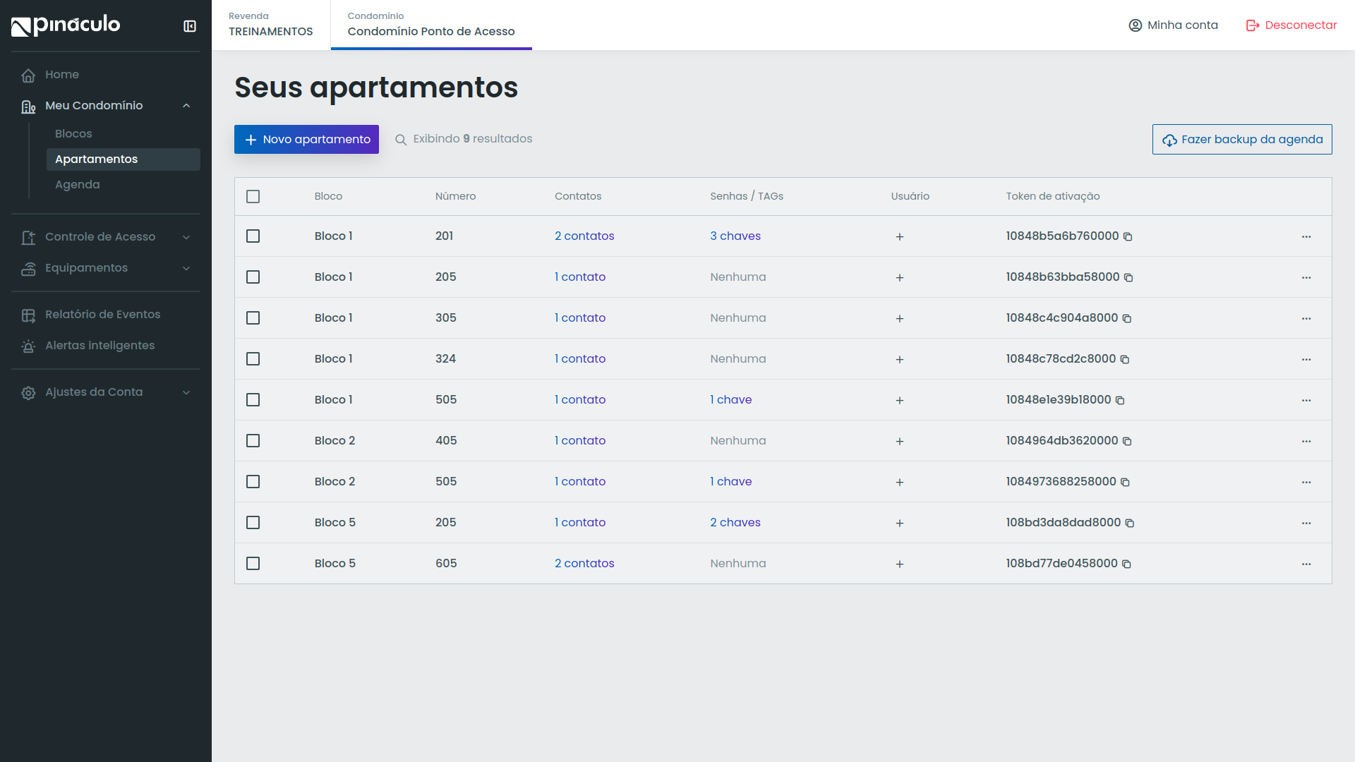 Imagem demosntrando lista de de apartamentos na plataforma Hiveum.